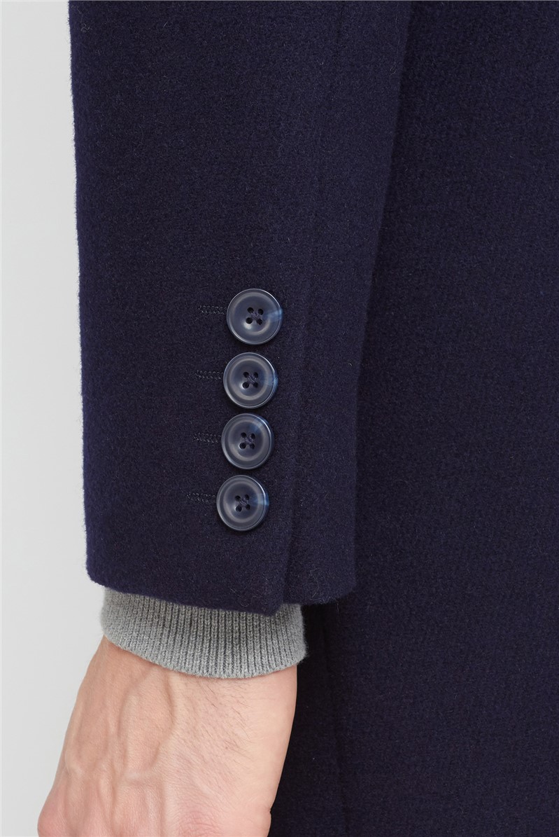  Navy 3 Button Overcoat