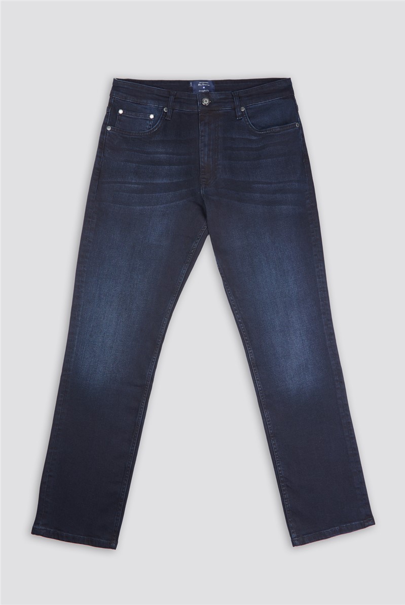 Blue Black Denim Straight Jean