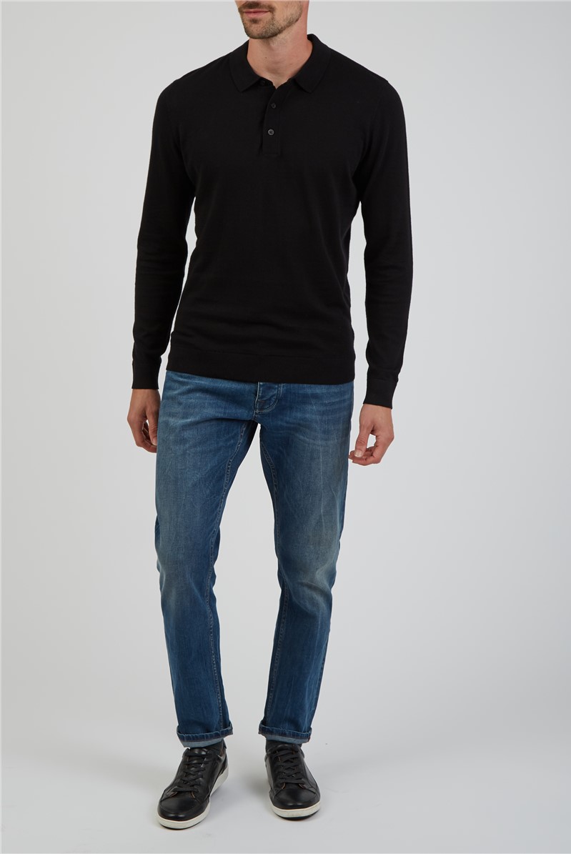  Black Long Sleeve Polo Jumper