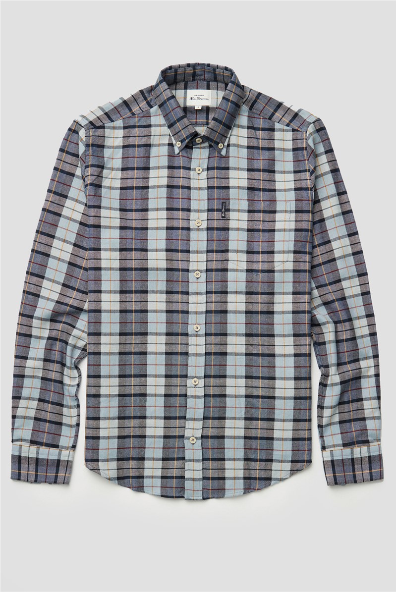 Ben Sherman Light Blue Striped Checked Shirt