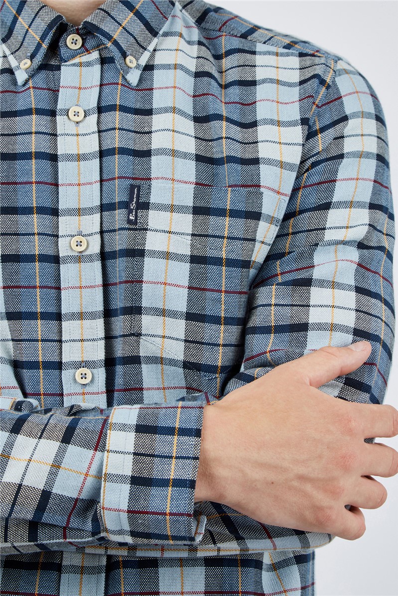  Light Blue Striped Checked Shirt