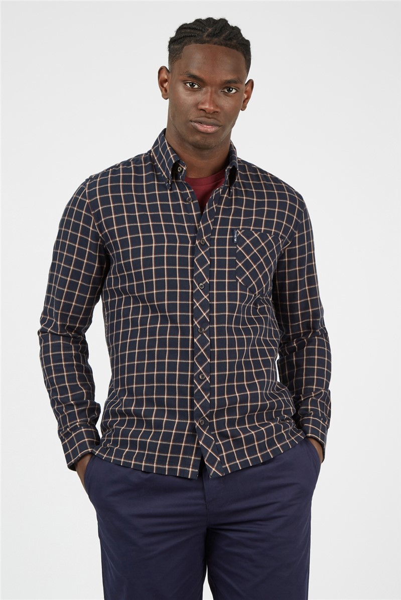 Ben Sherman Midnight Blue Grid Checked Soft Laundered Shirt