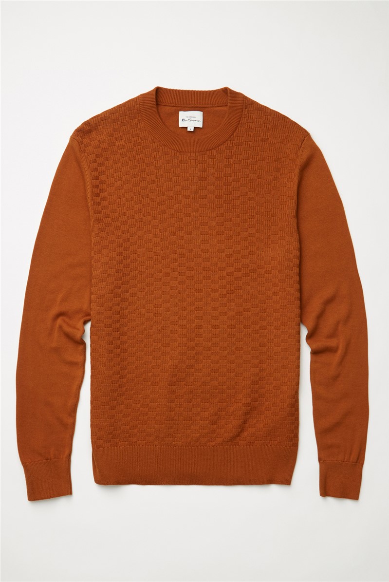  Caramel Textured Front Crew Neck Jumper