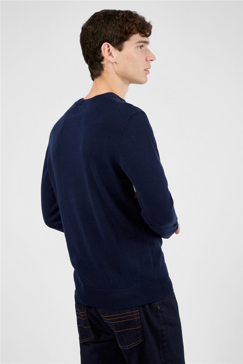  Chest Stripe Crew Neck Jumper - Marine