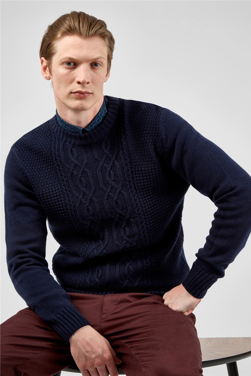 Men's Cable Crew Neck Sweater