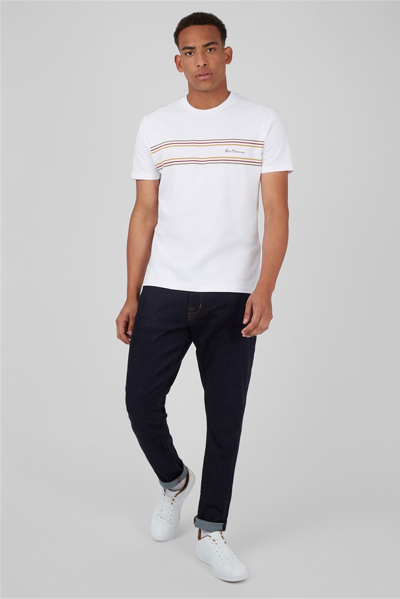  White Organic Cotton Chest Stripe Logo T-Shirt