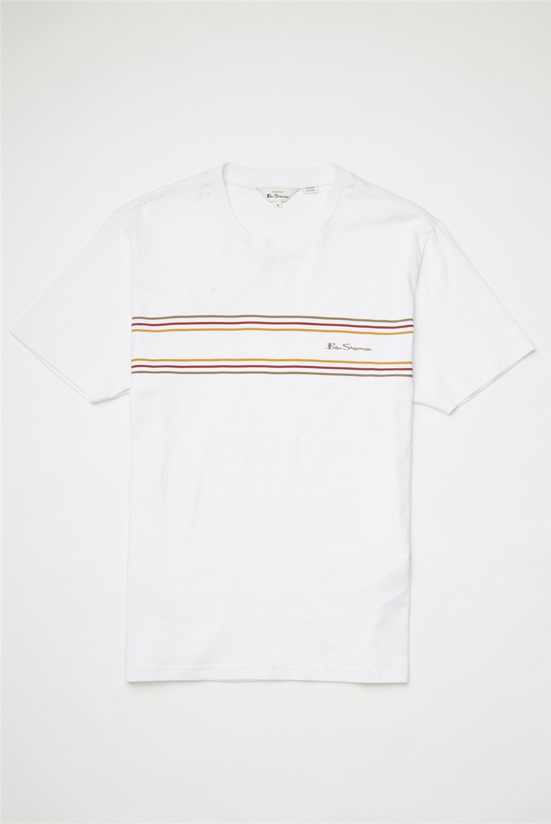  White Organic Cotton Chest Stripe Logo T-Shirt