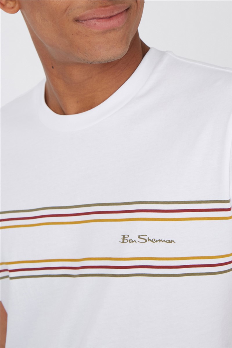  White Organic Cotton Chest Stripe Logo T-Shirt