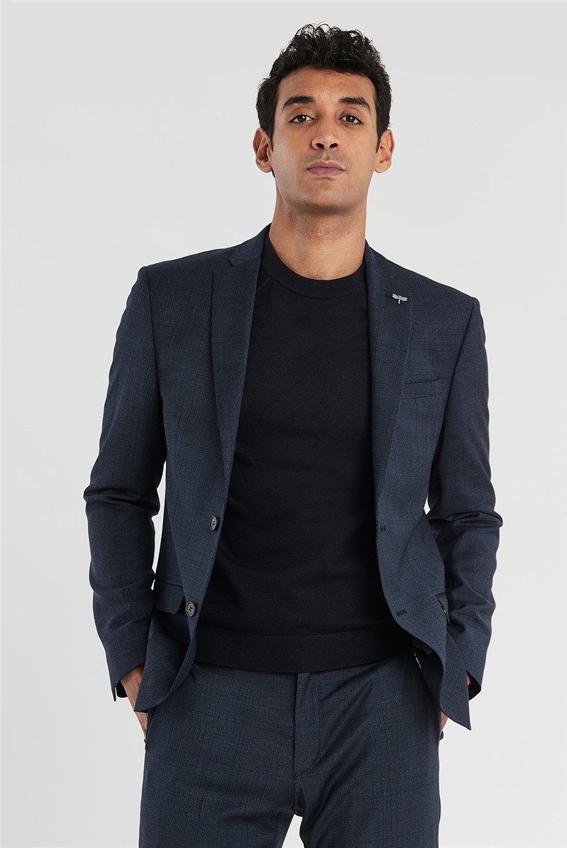 Ted Baker | Men's Navy Checked Slim Fit Suit | SuitDirect ...