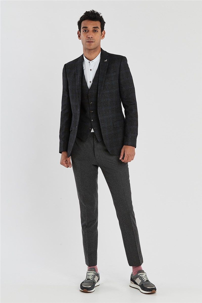  Slim Fit Charcoal Check Jacket