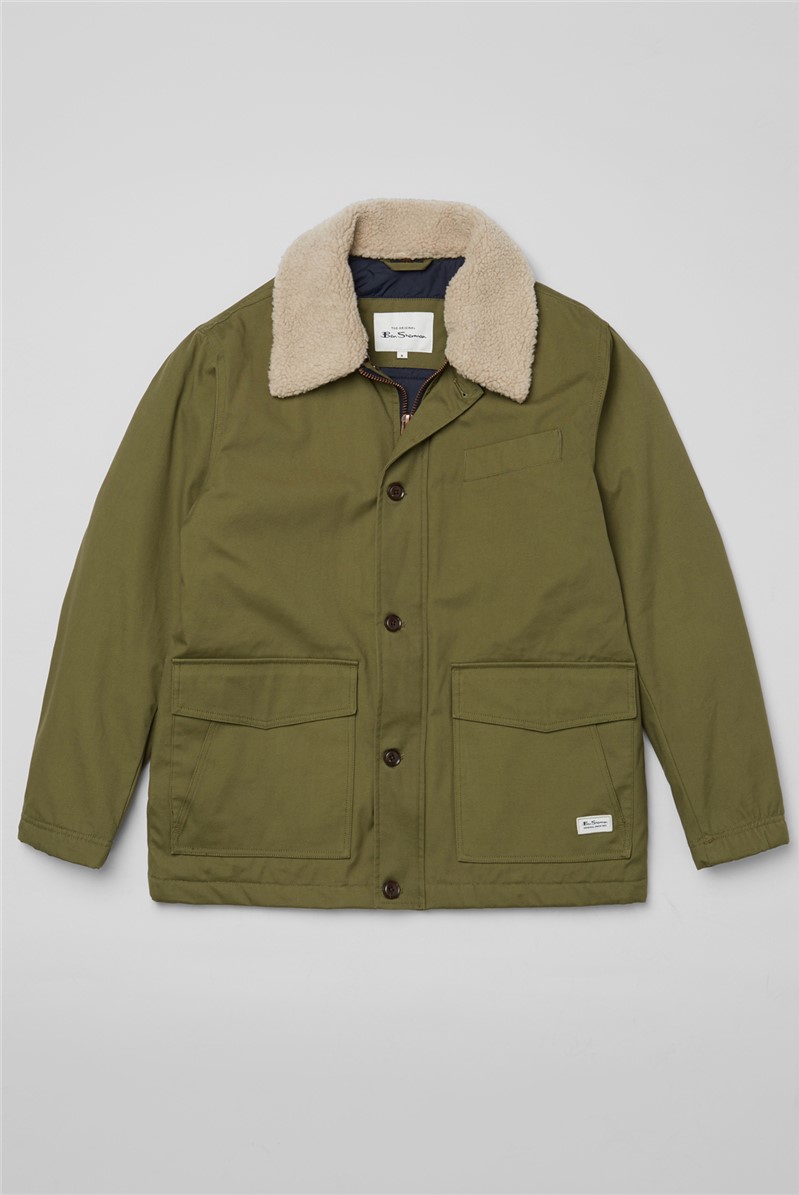 Ben Sherman | Men's Green Hemp Workers Coat | Suit Direct