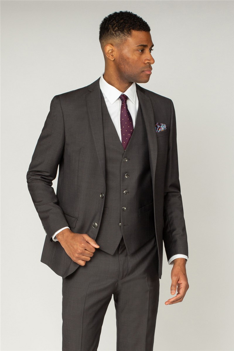 Ben Sherman Formal Grey Sharkskin Three Piece Suit