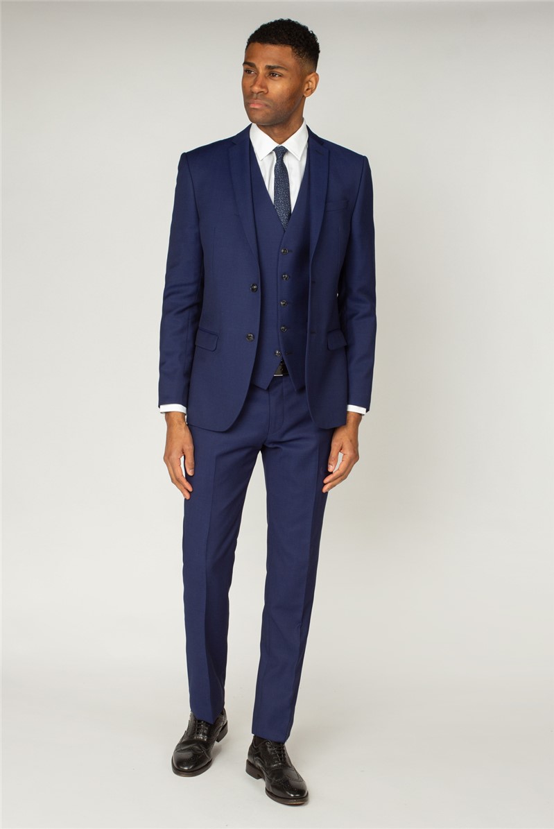 Ben Sherman Bright Blue Textured Three Piece Suit