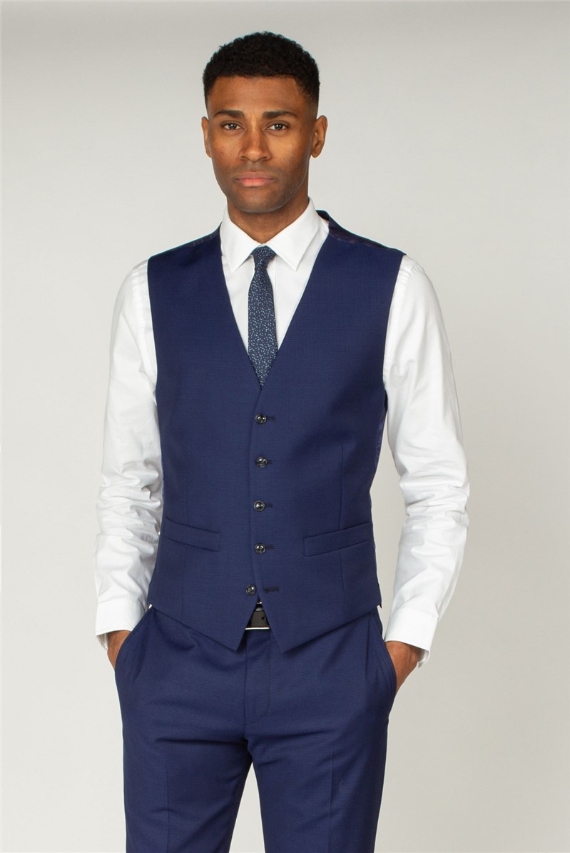 Ben Sherman Bright Blue Textured Three Piece Suit