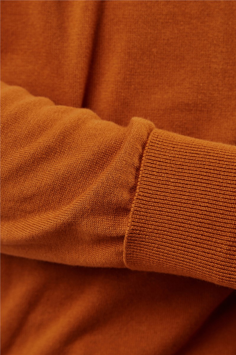  Dark Orange Cotton Signature Knitted Roll Neck Jumper