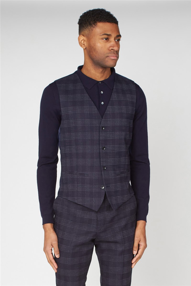  Slim Fit Charcoal Checked Three Piece Suit