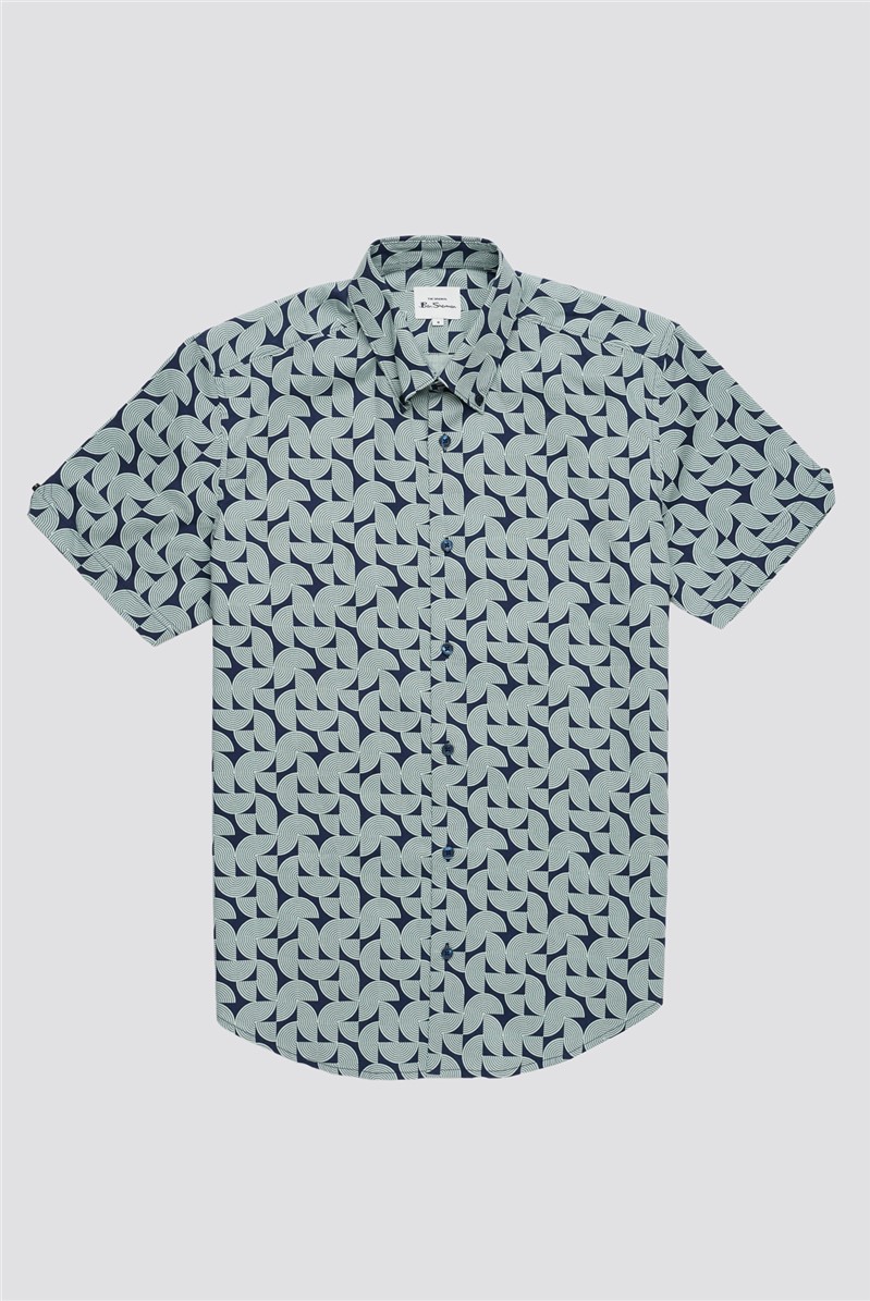  Regular Fit Geometric Block Print Shirt