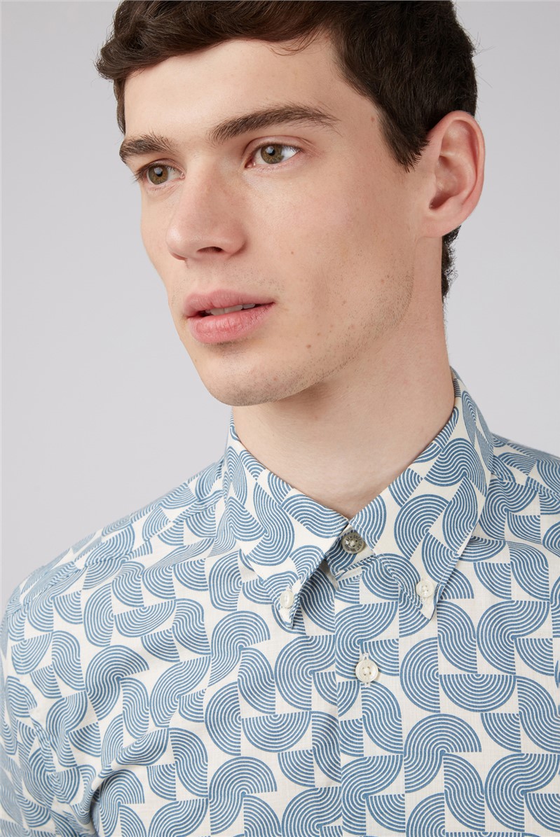  Regular Fit Geometric Block Print Shirt