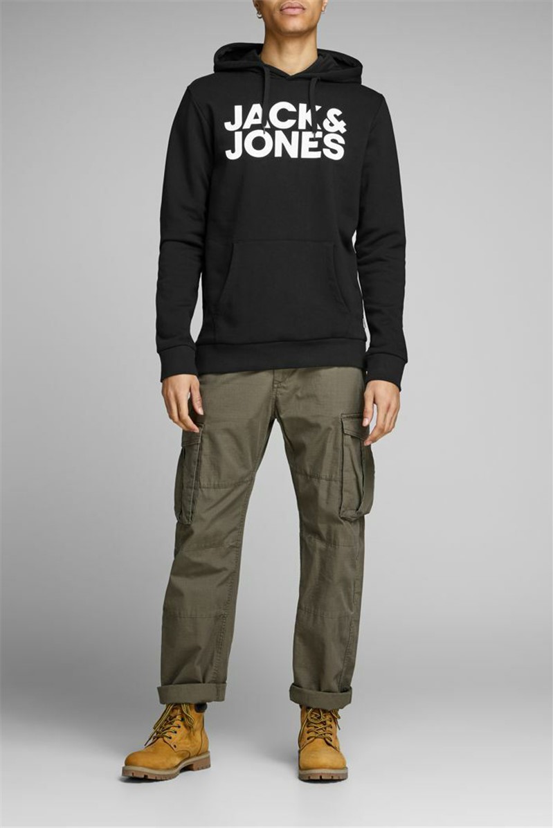 JACK & JONES Black Logo Hoody