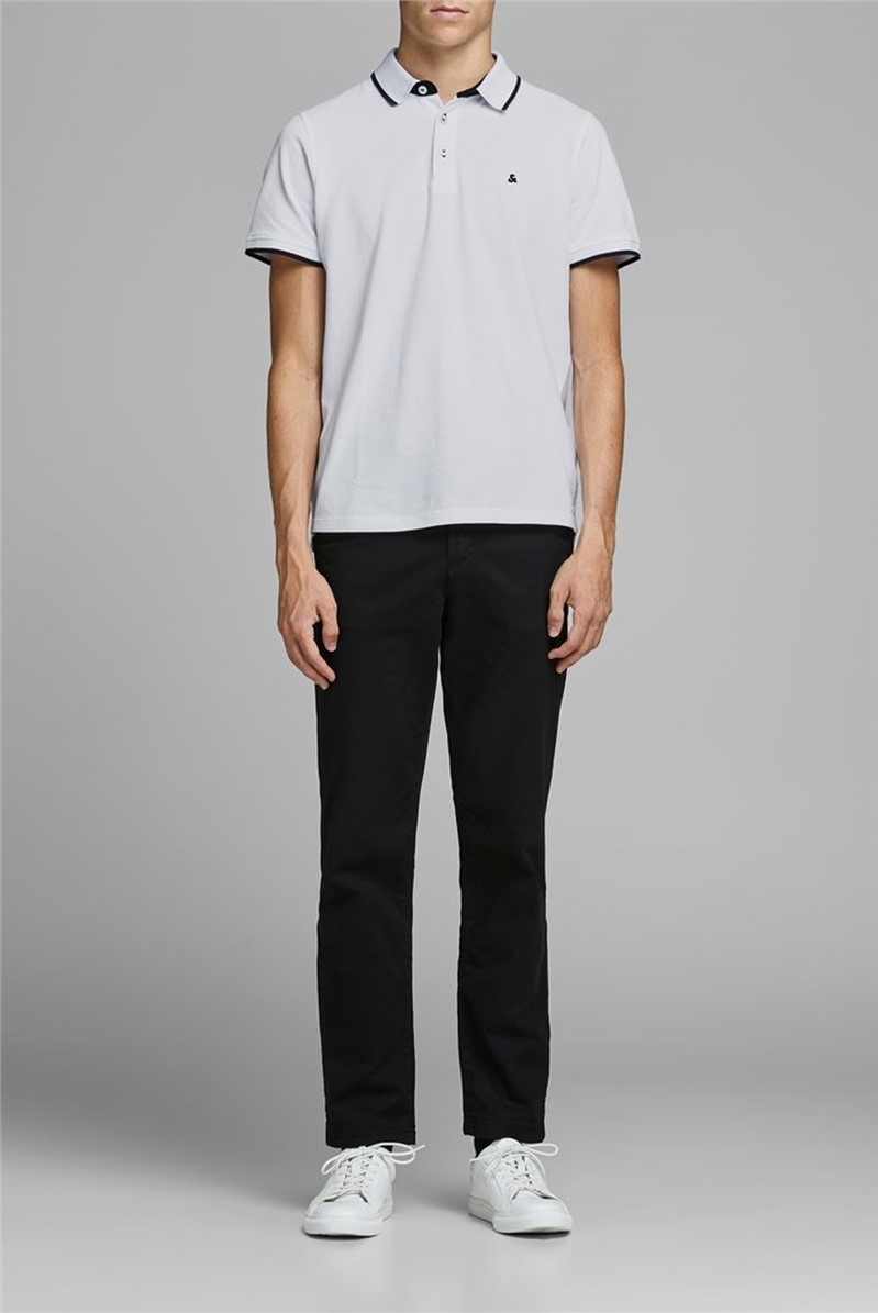 White polo and black sales pants