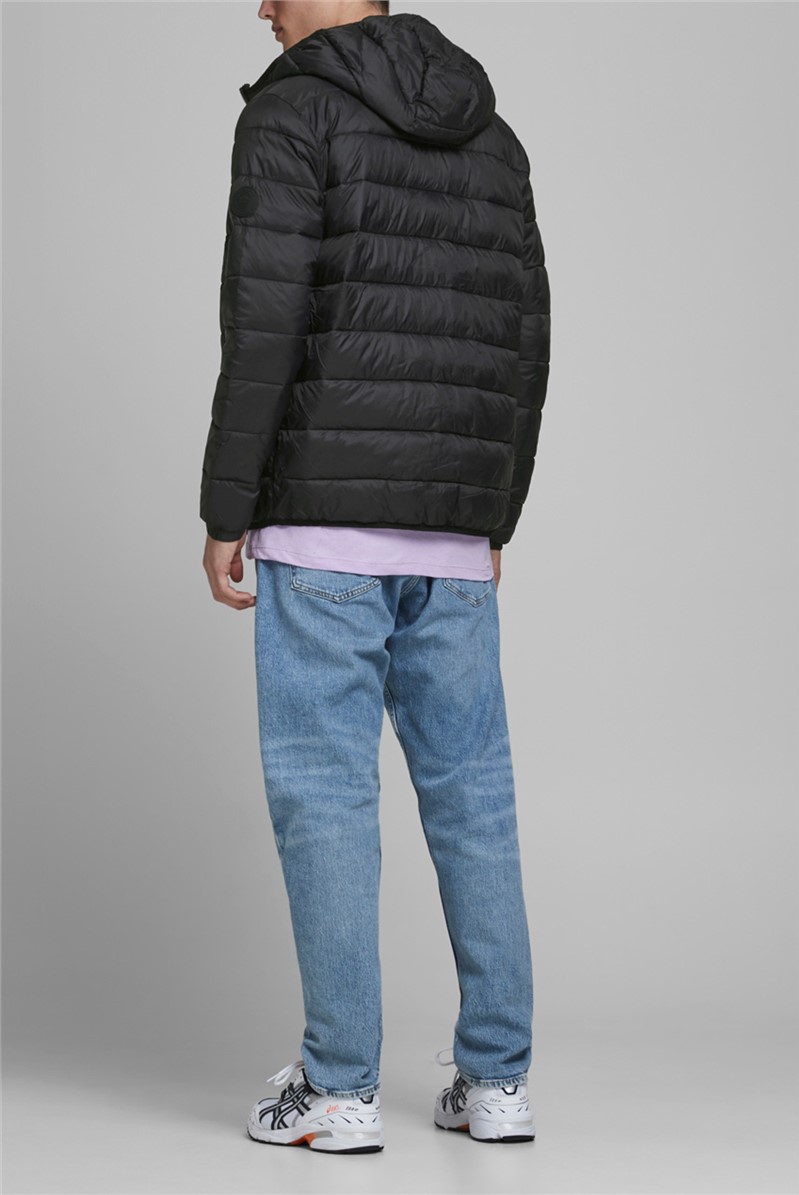 JACK & JONES Black Hooded Puffer Jacket