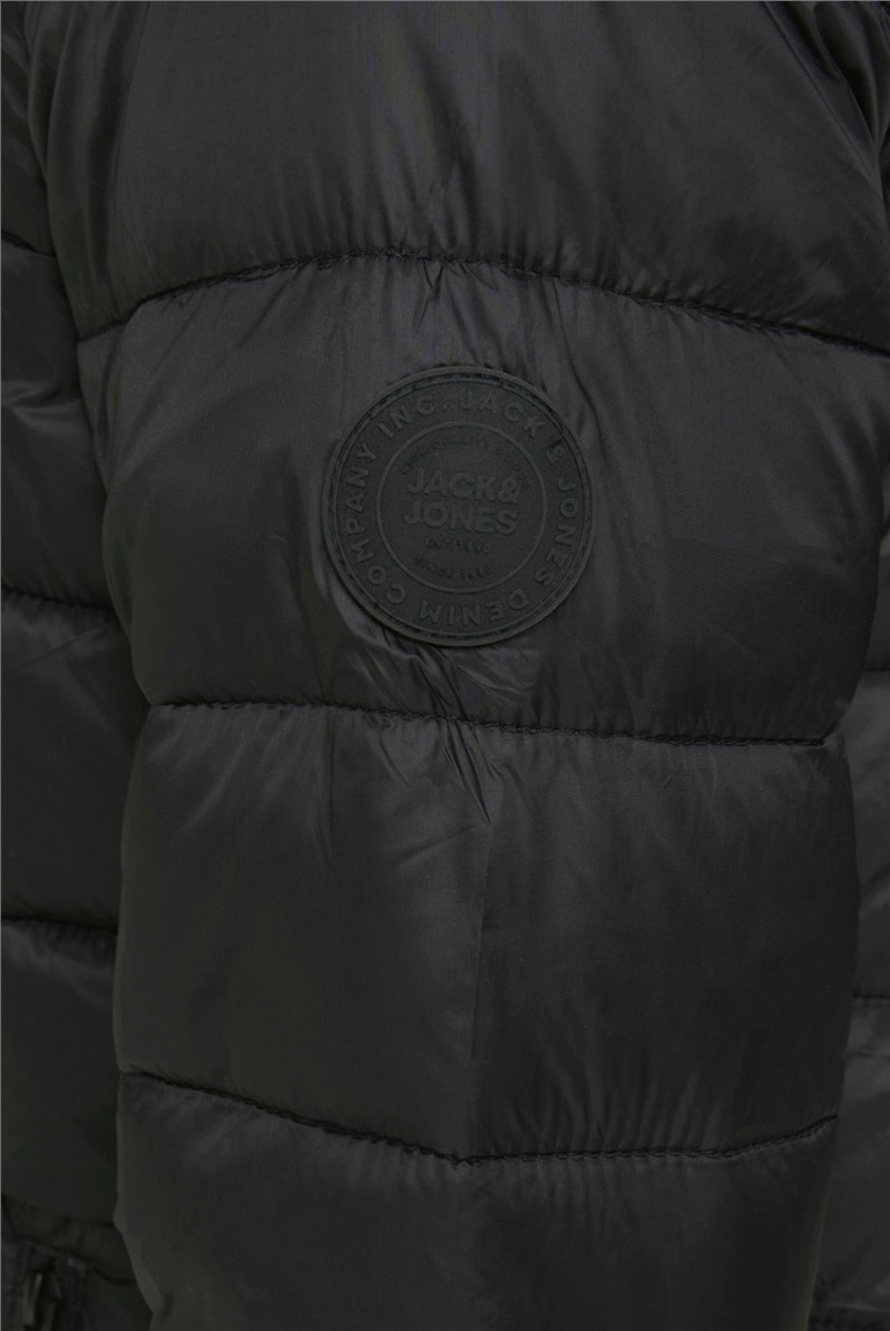 JACK & JONES Black Hooded Puffer Jacket