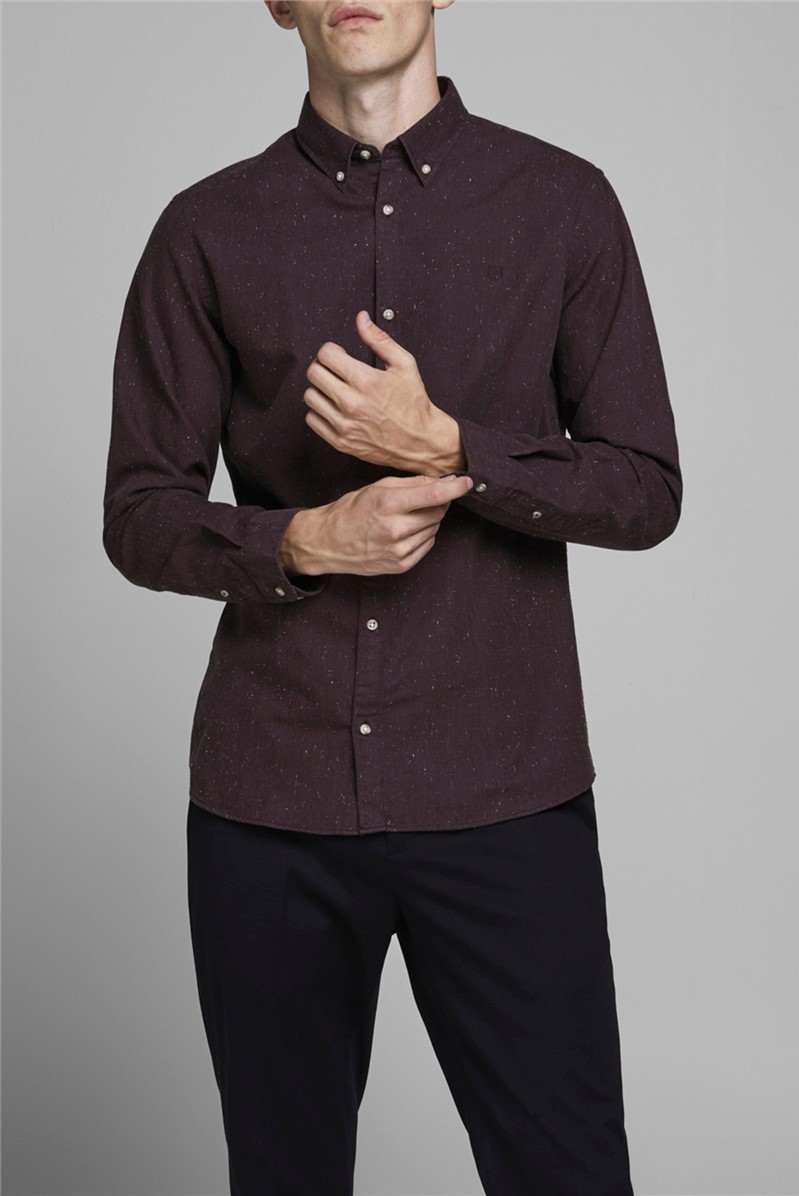 wine red button down shirt