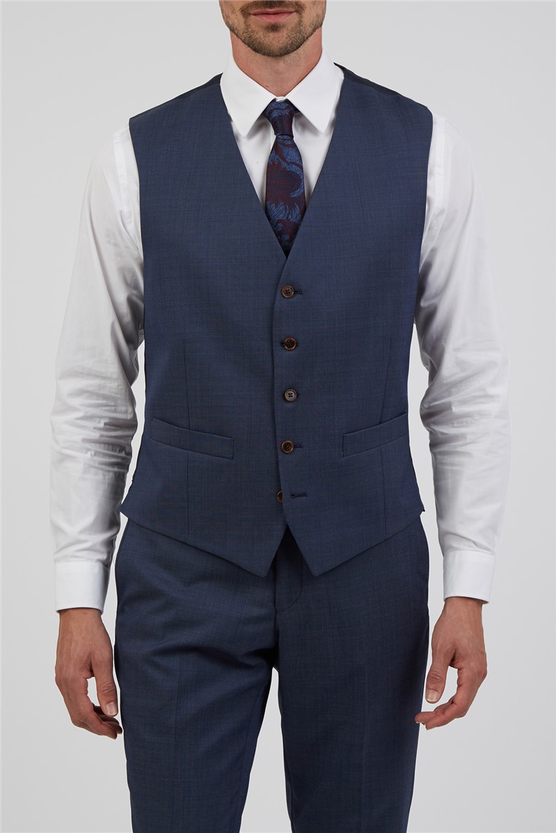  Navy Blue Pin Dot Waistcoat