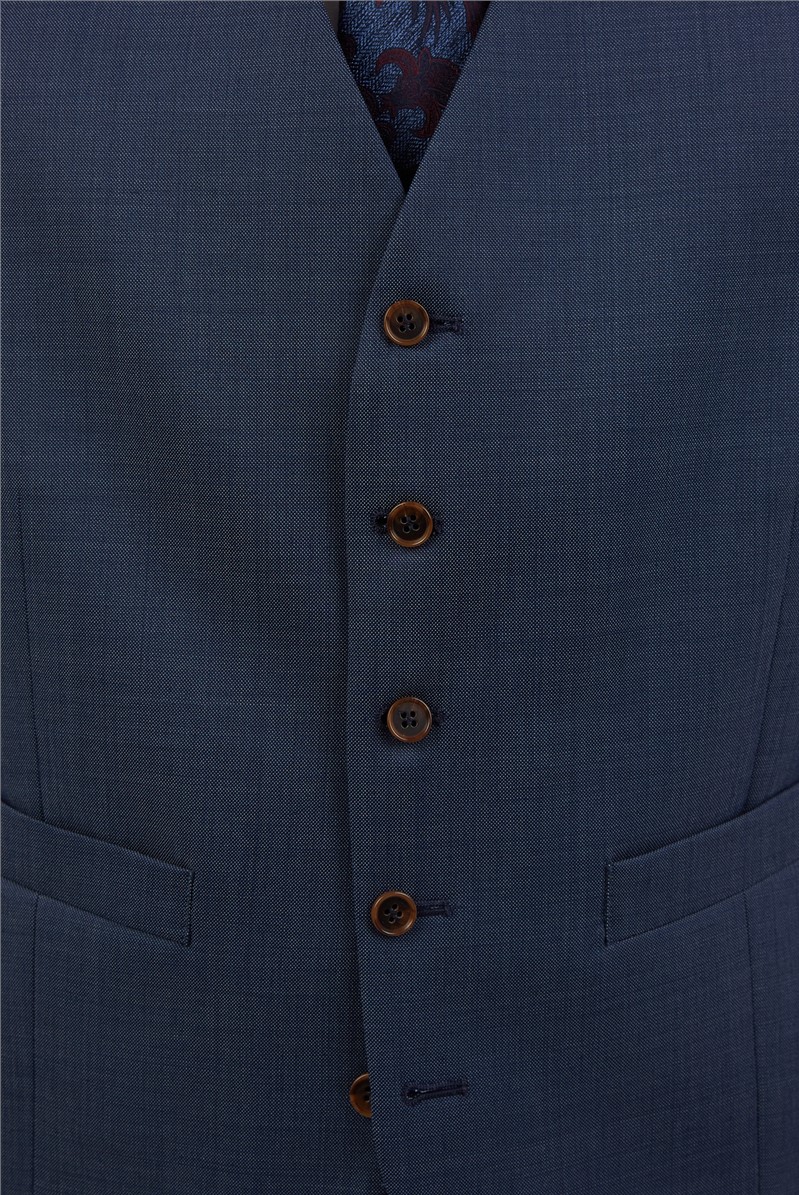  Navy Blue Pin Dot Waistcoat