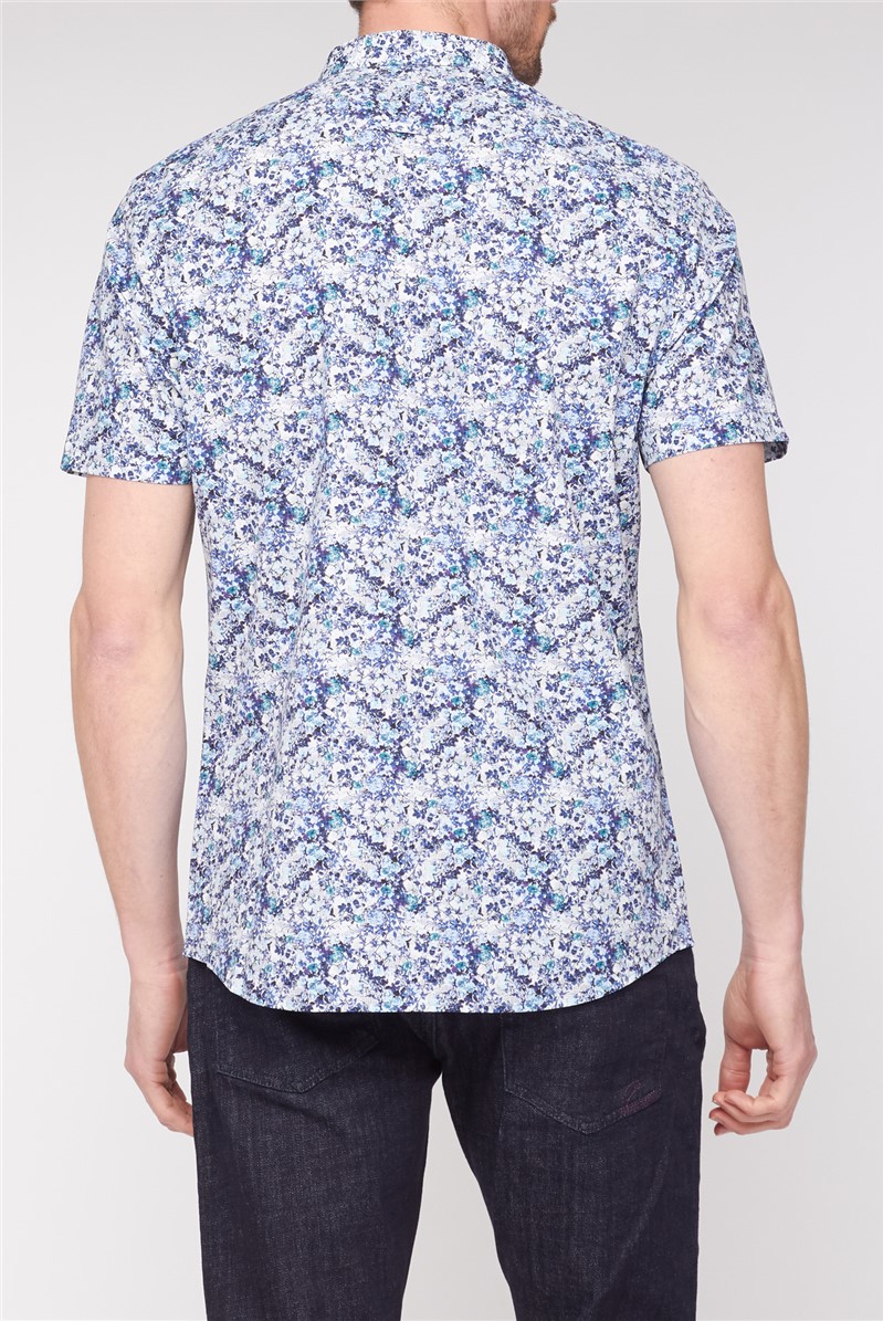  Blurred Floral Print Smart Casual Shirt