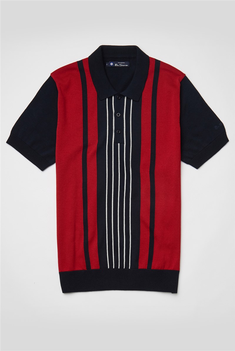 Black and red striped polo shirt best sale