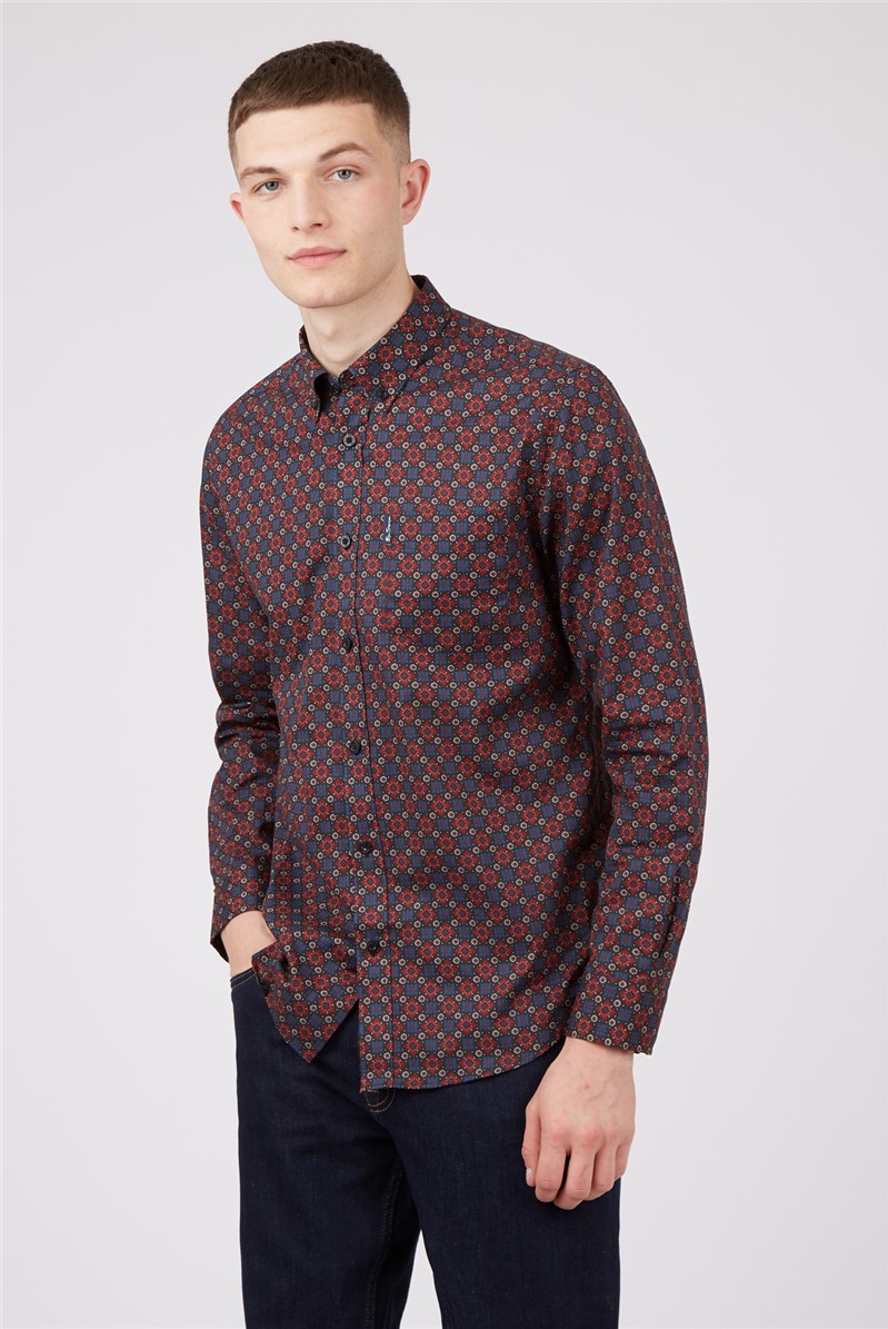  Long Sleeve Foulard Print Shirt