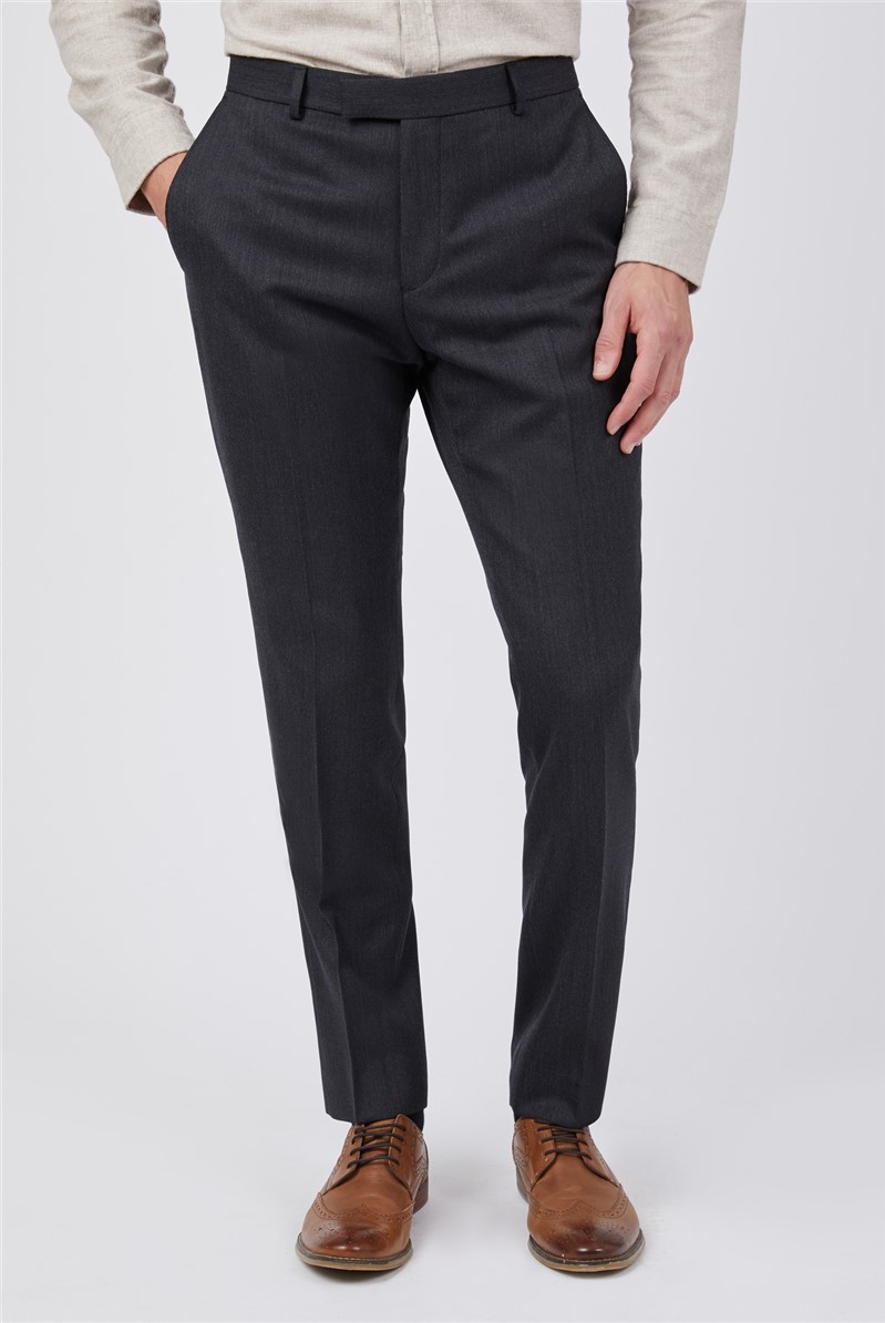  Charcoal Herringbone Tailored Suit Trouser