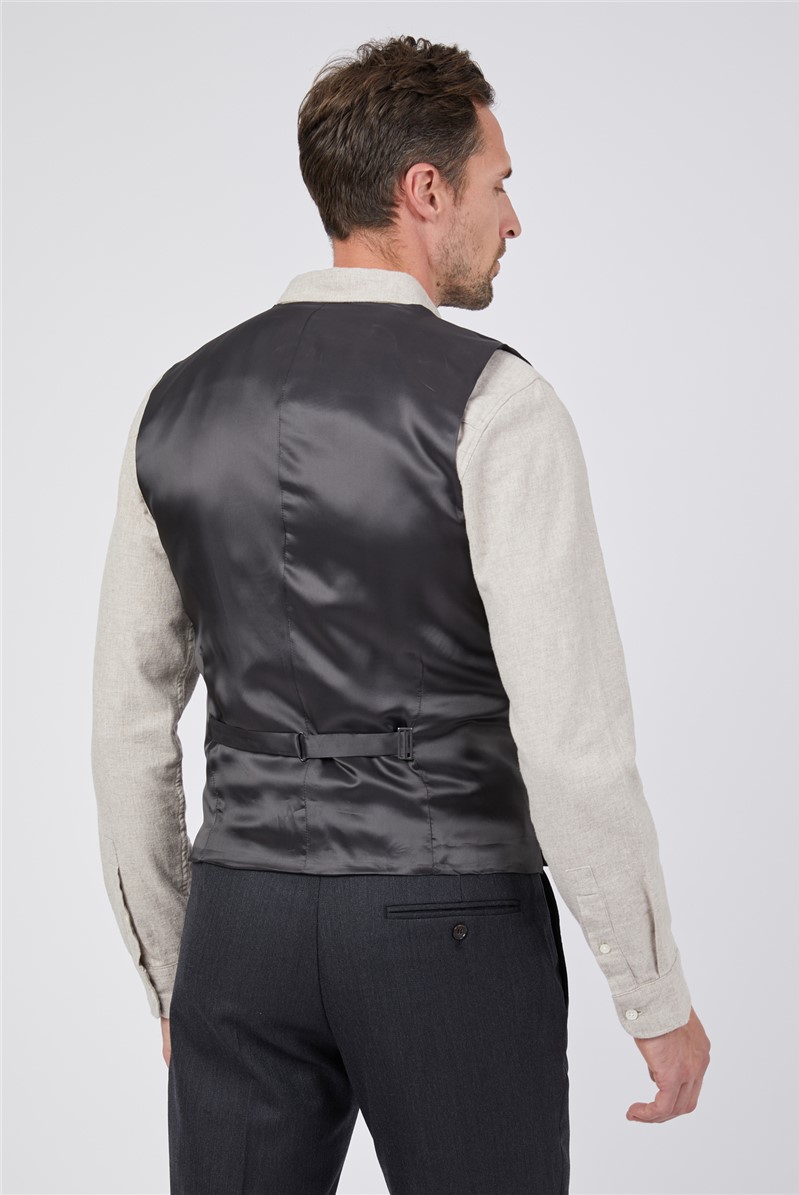  Charcoal Herringbone Tailored Waistcoat