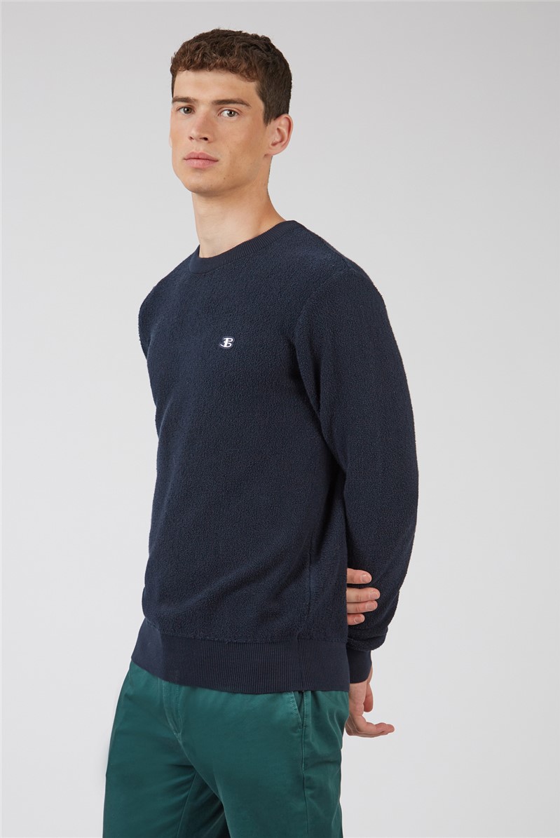   Towelling Texture Crew Neck Jumper