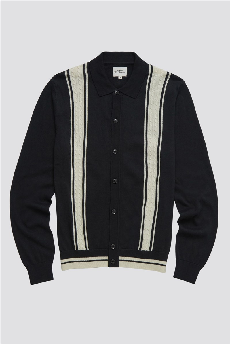 Ben Sherman Mod Button Through Cable Knit Polo