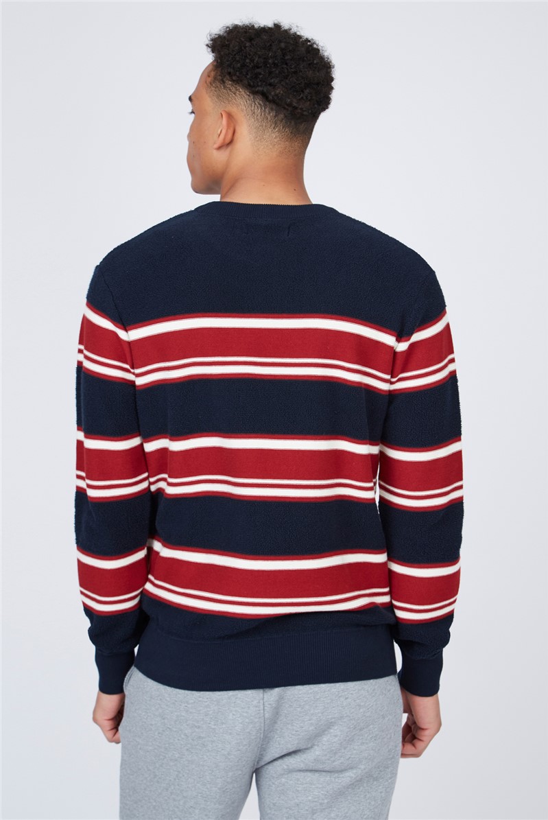 Ben Sherman Towelling Stripe Crew Neck Jumper