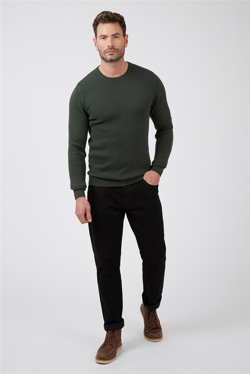  Trekking Green Stewart Rib Cable Crew Neck Jumper