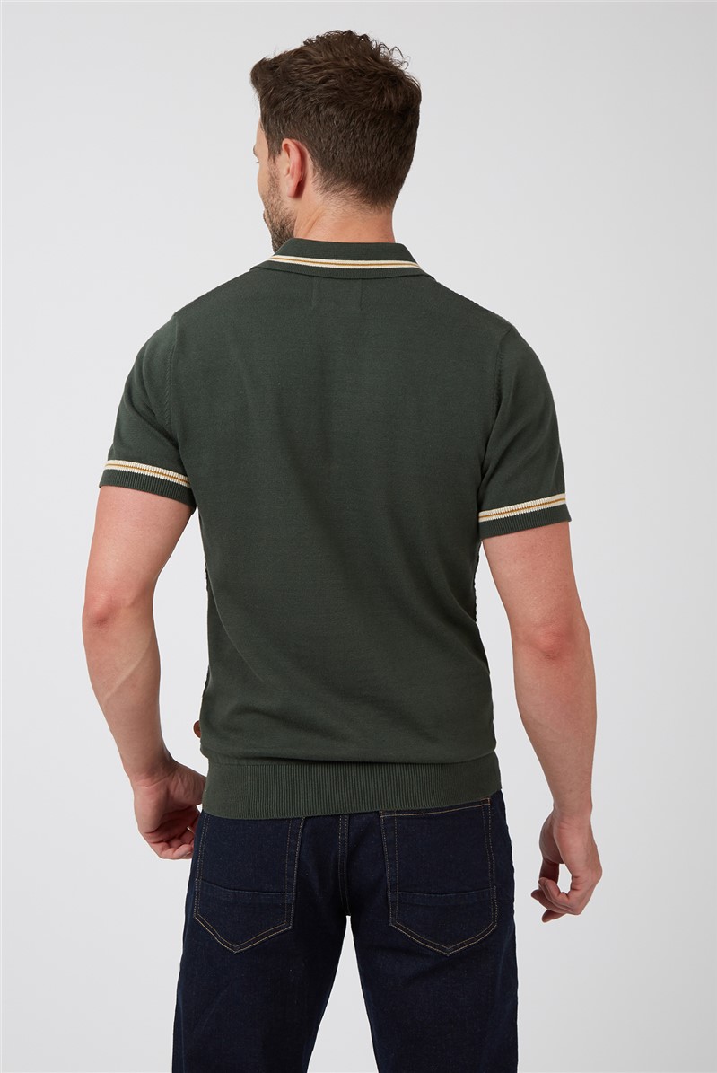  Trekking Green Henton Textured Knitted Polo Shirt