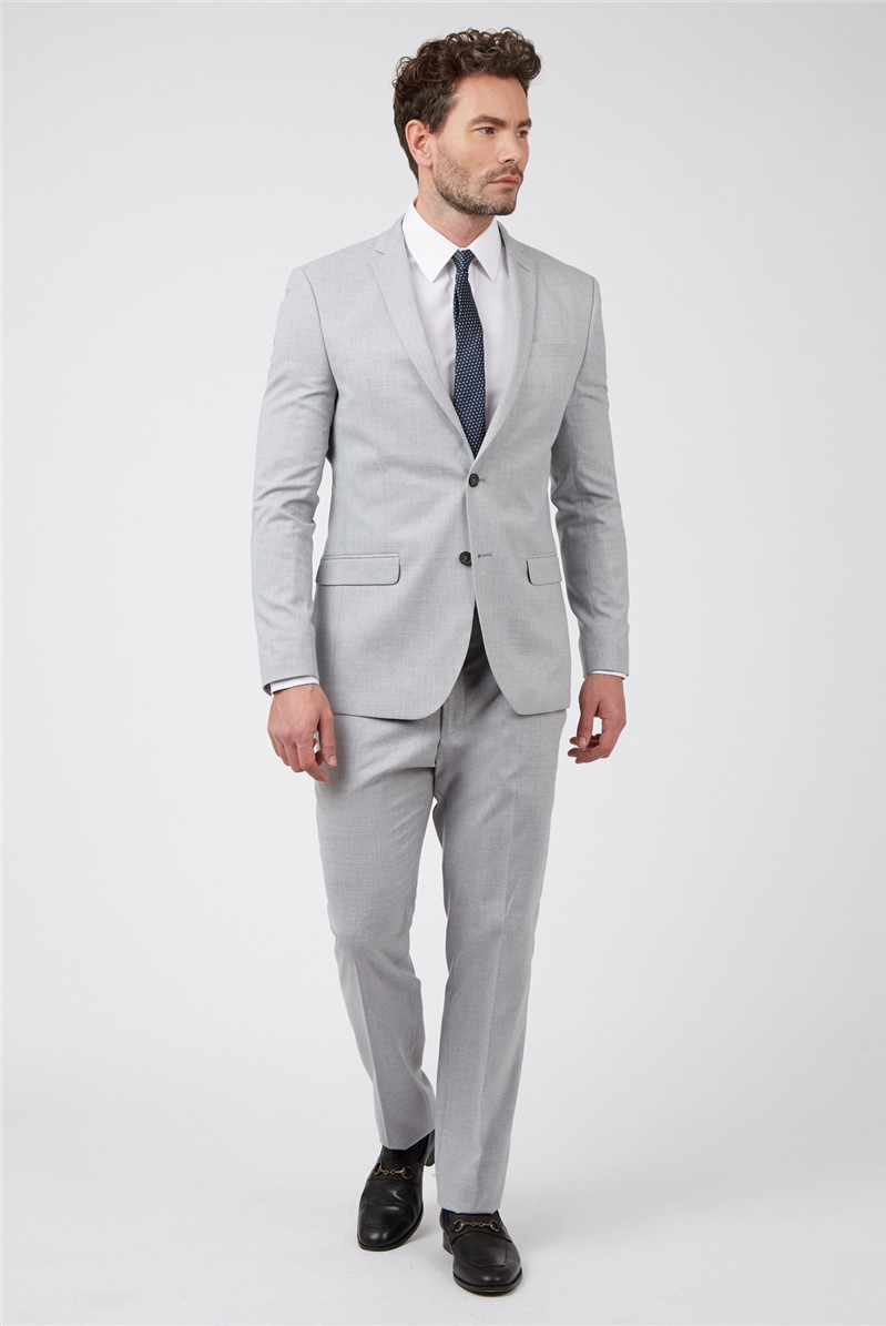 Limehaus Light Grey Semi Plain Slim Fit Suit Jacket