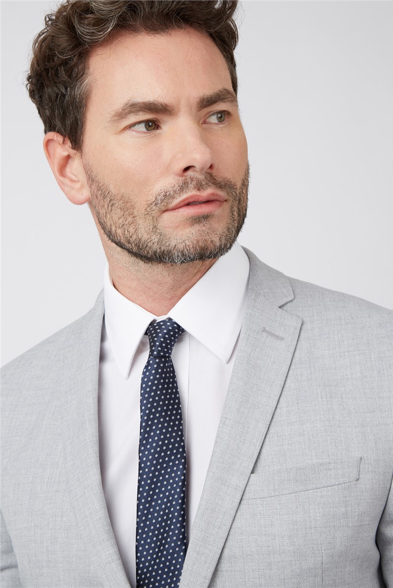  Light Grey Semi Plain Slim Fit Suit Jacket