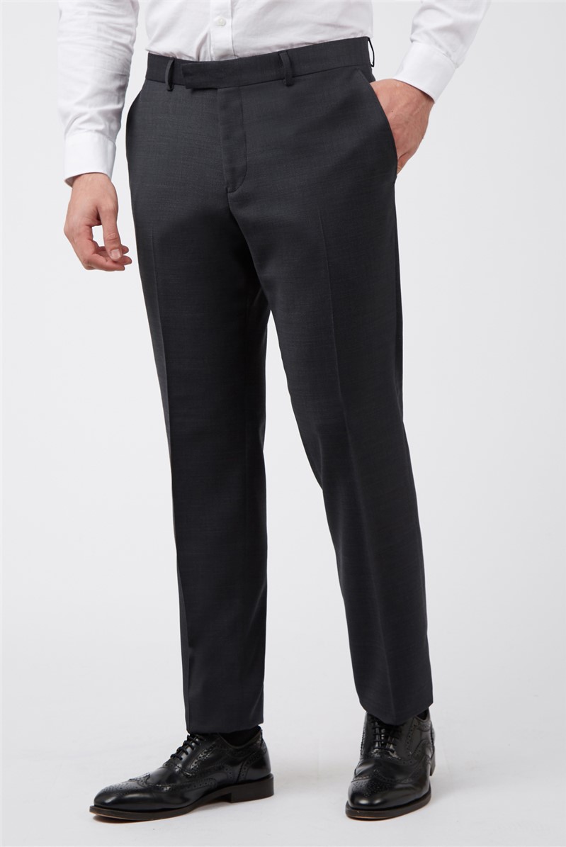  Charcoal Birdseye Tailored Fit Suit Trousers