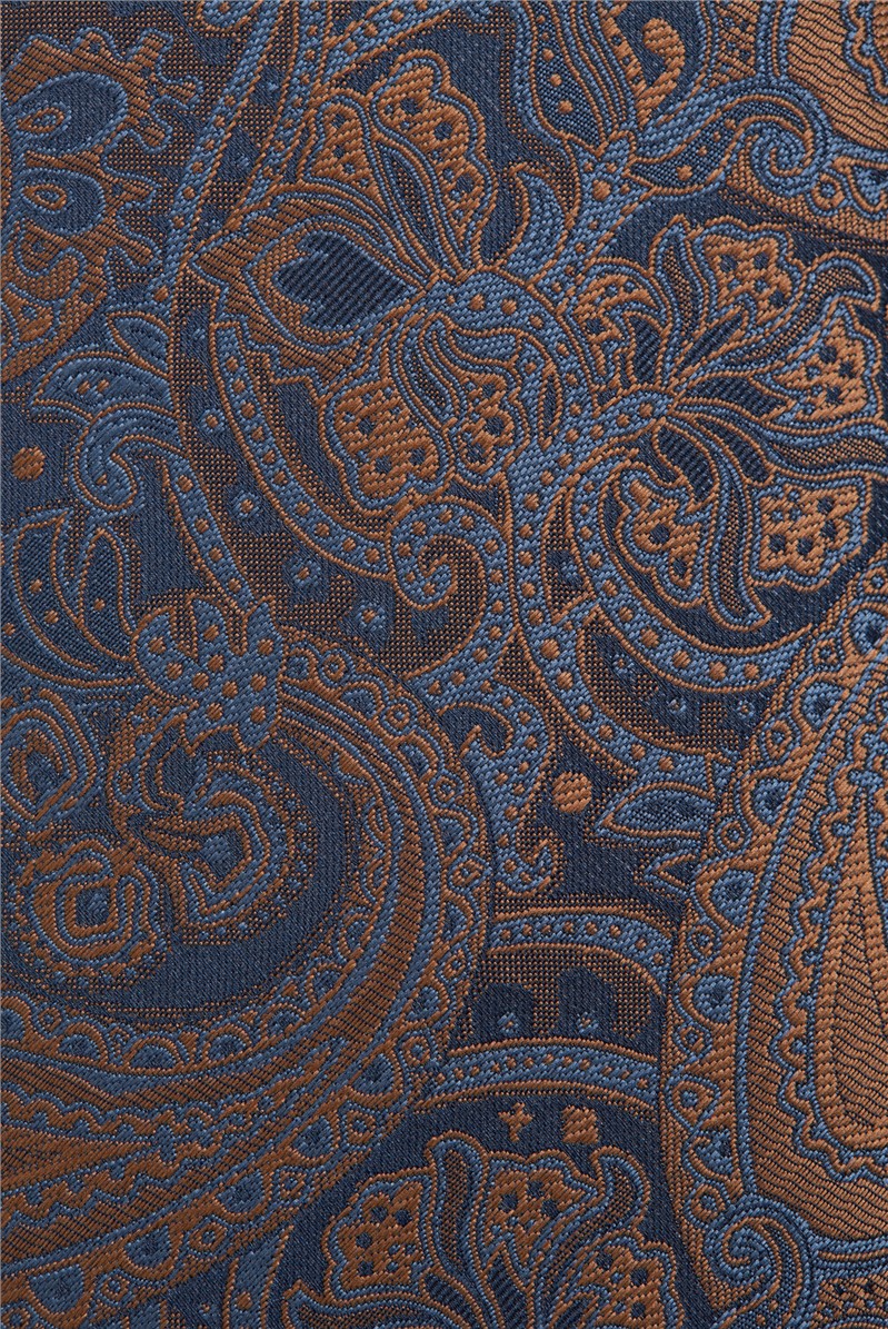 Racing Green | Men's Burnt Orange Blue Paisley Tie | Suit Direct