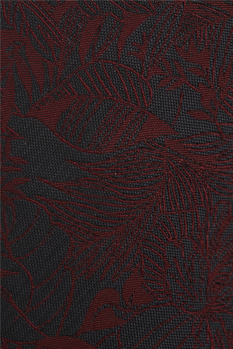  Burgundy Sketch Hawaiian Floral Tie