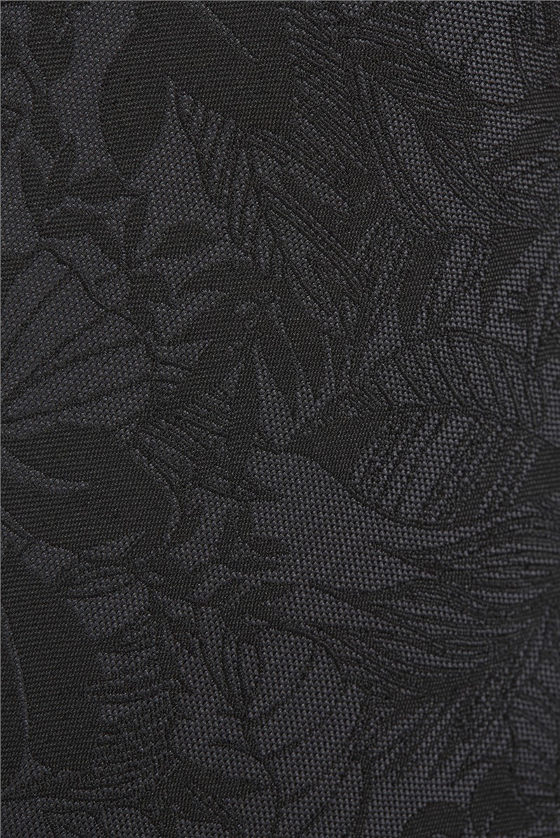  Black Sketch Hawaiian Floral Tie