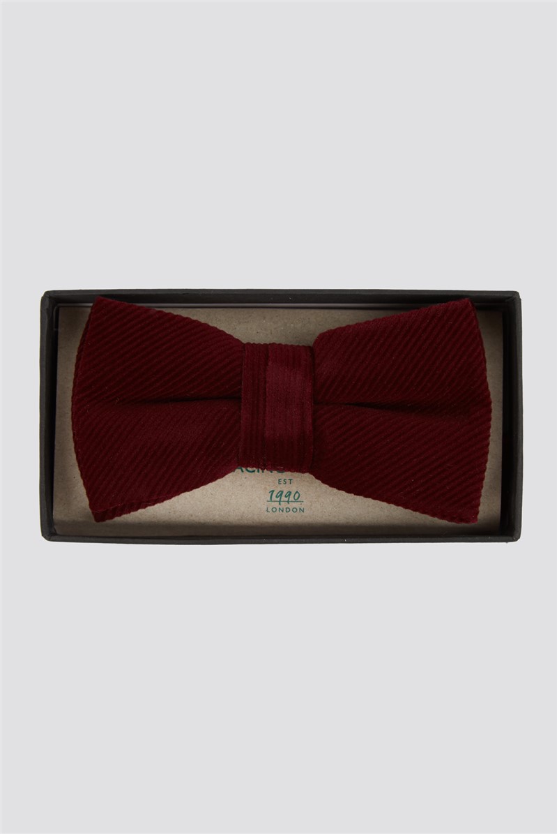  Burgundy Velvet Cord Bow Tie