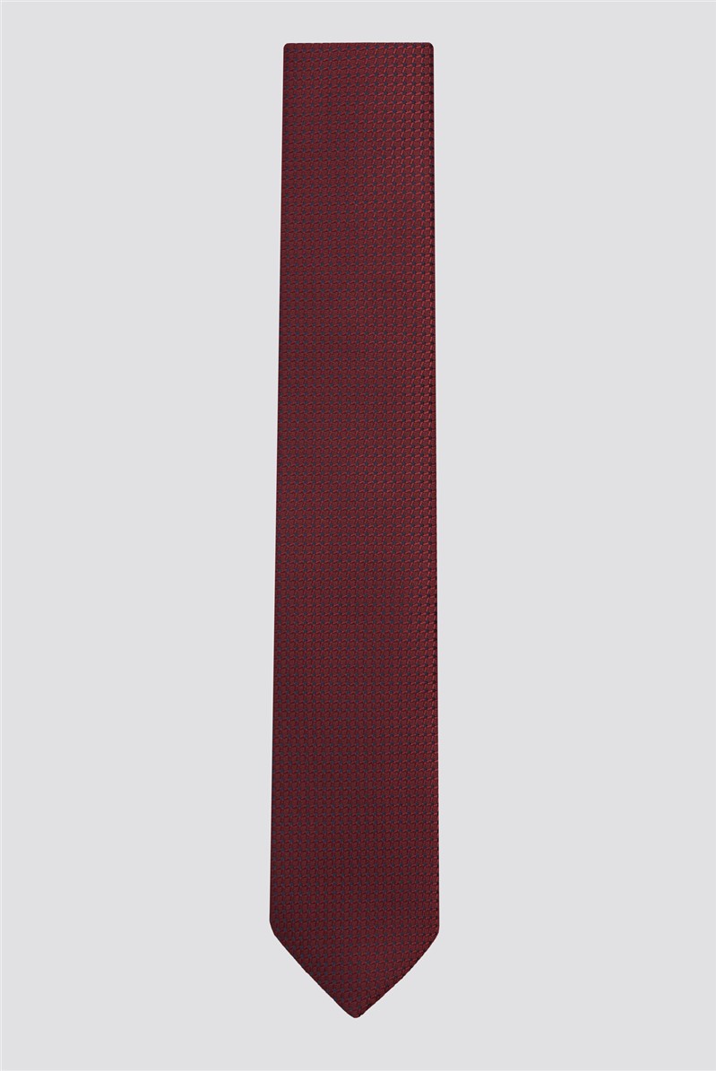 Racing Green | Men's Burgundy Diamond Texture Tie | Suit Direct