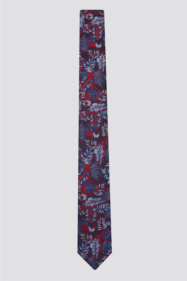  Red Tonal Leaves Tie