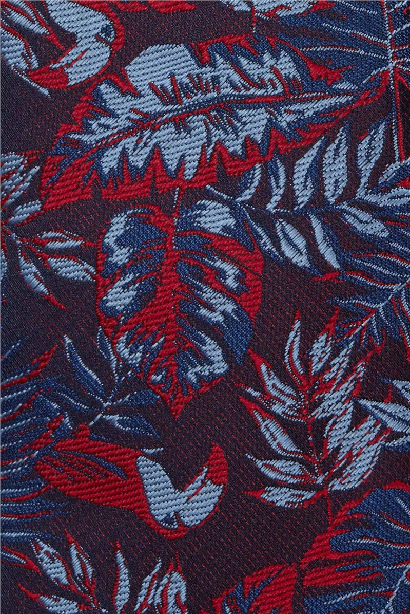  Red Tonal Leaves Tie