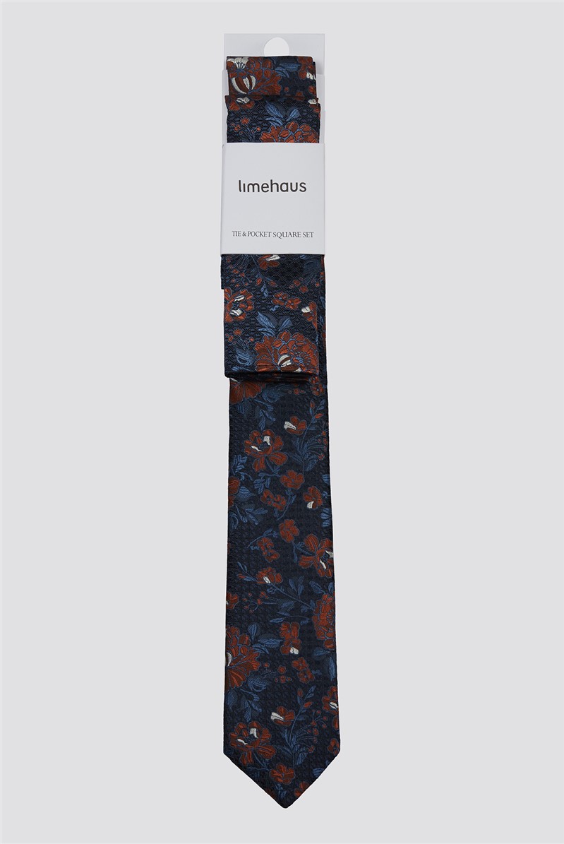  Burnt Orange Textured Floral Tie